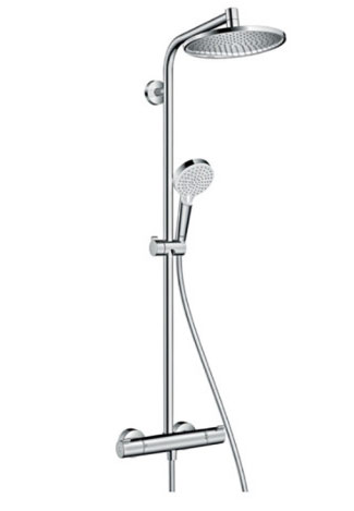 Hansgrohe-Showerpipe-27267-Aktion Hansgrohe Crometta S Duschsystem Aufputz mit Brausethermostat chrom